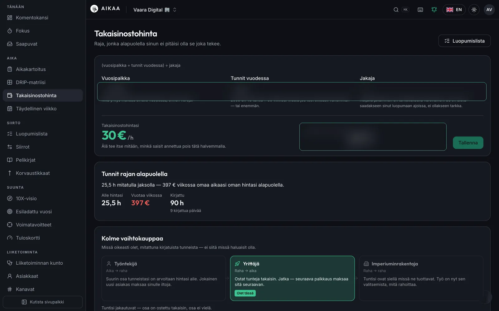 Takaisinostohinta – yksi luku, joka tekee palkkauksesta vertailun
